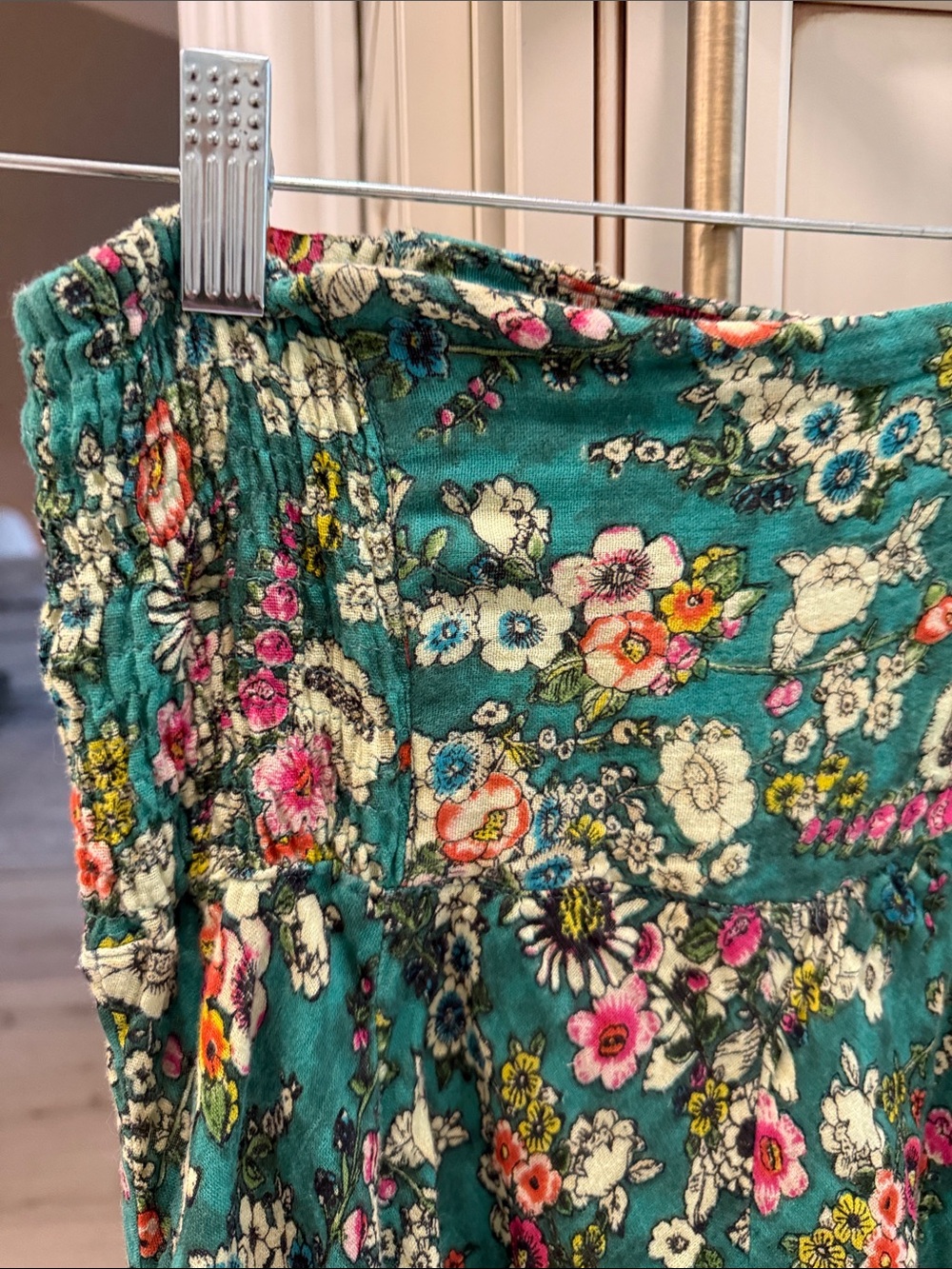 Turquoise/Green Floral Smocked Waist Maxi Skirt from Natural Life - Picture 4 of 6